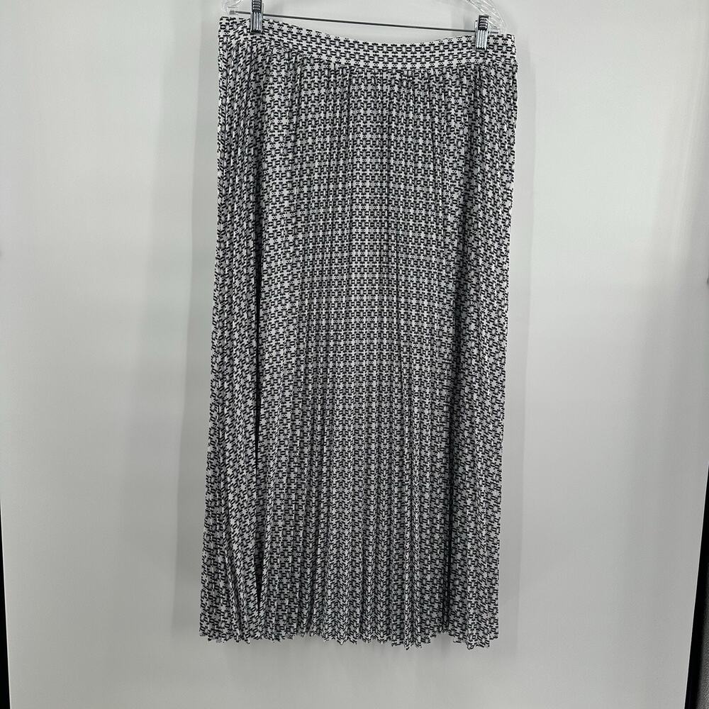 NYDJ Midi Skirt Womens Large Blue Accordion Pleated Lined Side Zip Stretch